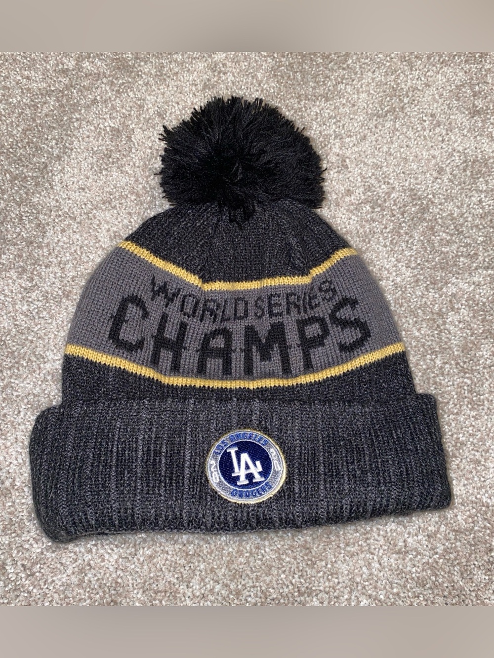 Los Angeles Dodgers New Era 2020 World Series Champions Cuffed Pom Knit Beanie
